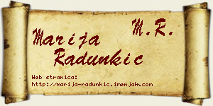 Marija Radunkić vizit kartica